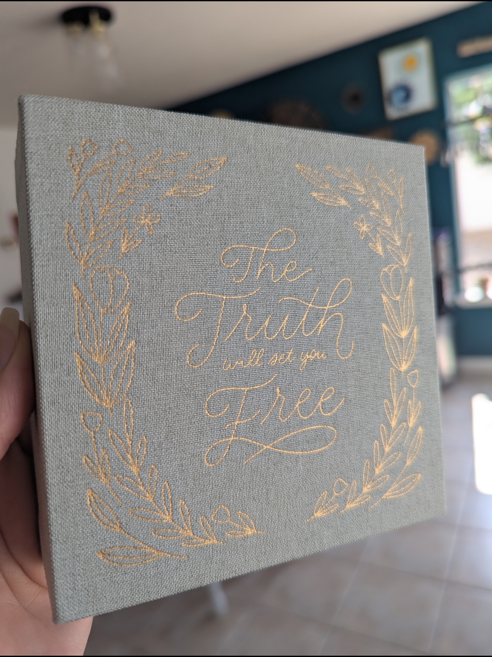 🕊️Prayer Box - "The Truth Will Set You Free" in Gold on Sage🕊️
